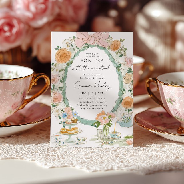 Tea Party Floral Baby Shower Invitation Einladung (Von Creator hochgeladen)