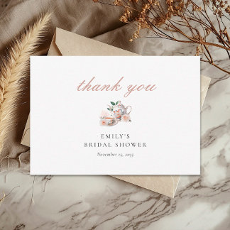Tea Party Floral Bridal Shower Thank You Card Dankeskarte