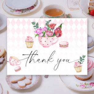 Tea Party Flowers Babyparty Dankeschön Dankeskarte