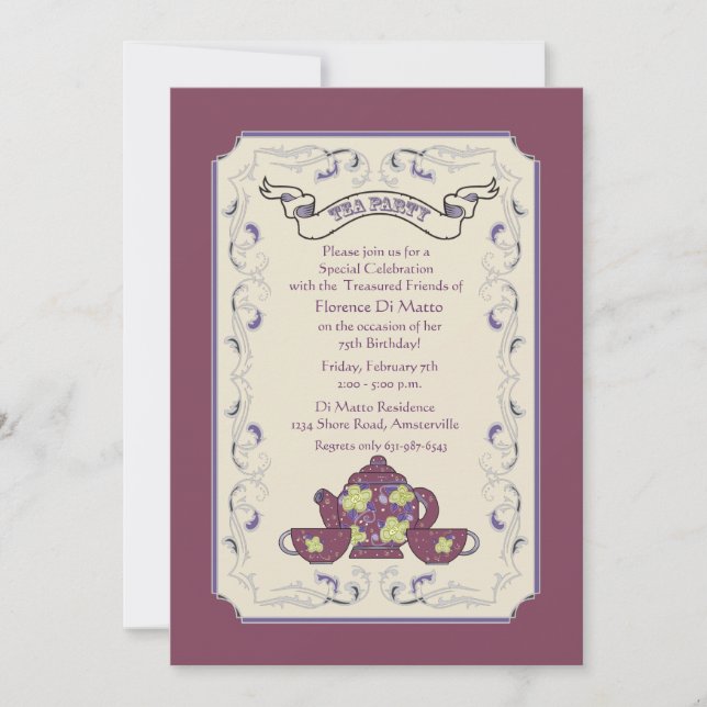 Tea Party Frame Einladung (Vorderseite)