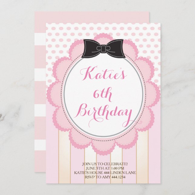 Tea Party Geburtstagseinladungen Einladung (Vorne/Hinten)