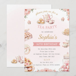 Tea Party Geburtstagsparty Einladung Nachmittagste
