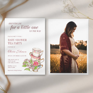 Tea Party geschlechtsneutrale Babyparty-Foto Einladung