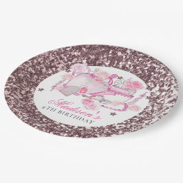 Tea Party Glitzer Personalisiert Elegant Pappteller