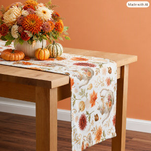 Tea Party Herbst-Kürbis-Blumenmuster Kurzer Tischläufer