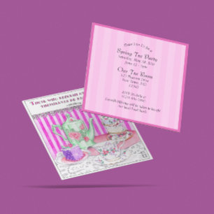 Tea Party Illustration mit Schriftsatz Einladung