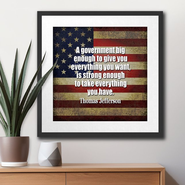 Tea Party - Jefferson: Vorsicht vor der großen Reg Poster (Thomas Jefferson Poster)