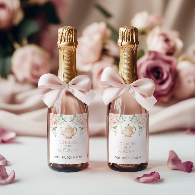 Tea-Party-Junggesellinnenabschied Weinetikett (Tea Party Bridal Shower Wine Label)