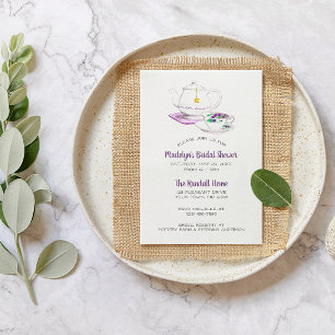 Tea Party Lavender Gingham Party Einladung