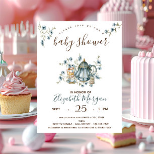 Tea Party Polka Dots Baby Shower  Einladung