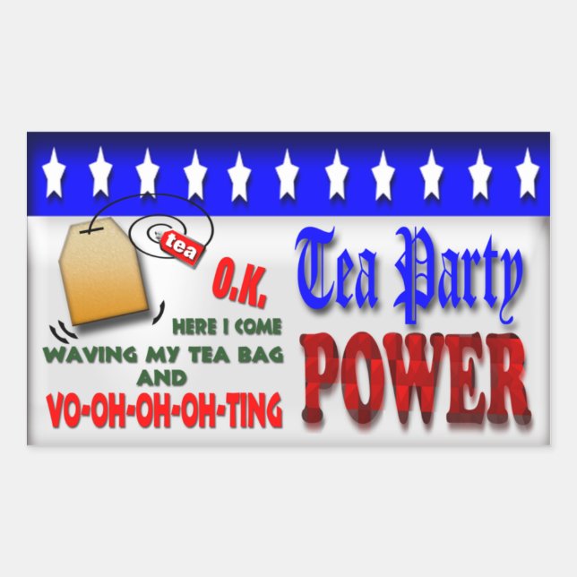 Tea Party Power Rechteckiger Aufkleber (Vorderseite)
