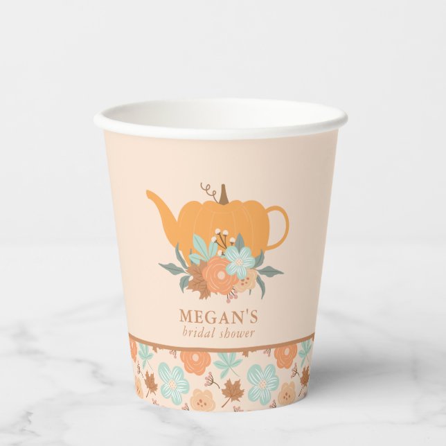 Tea Party Pumpkin Brautparty Pappbecher (Vorderseite)