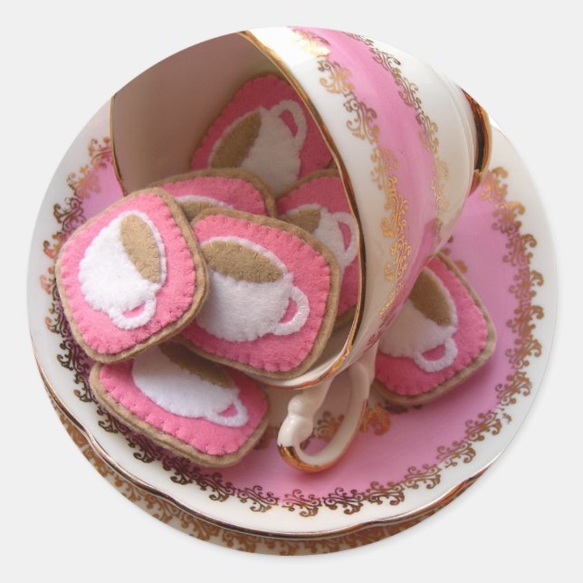 Tea Party! Runder Aufkleber (Vorderseite)