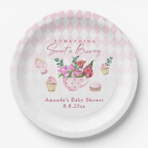 Tea Party Something Sweet is Brewing Baby Shower Pappteller