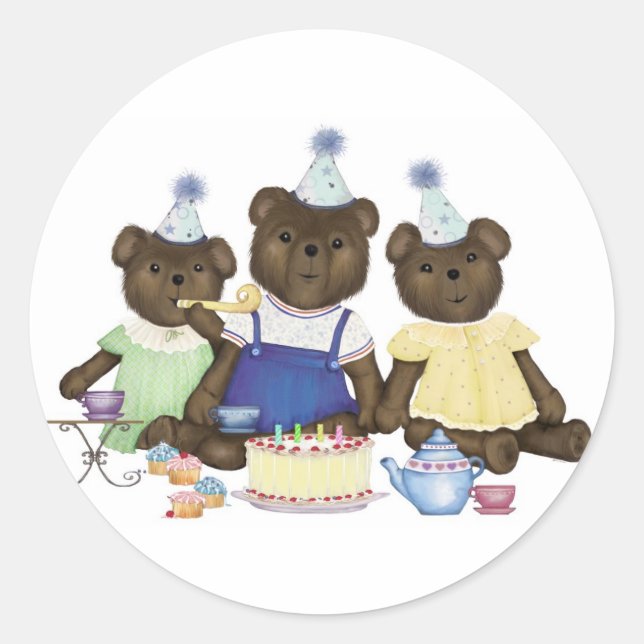 Tea Party Teddy Bären Stickers (Vorderseite)