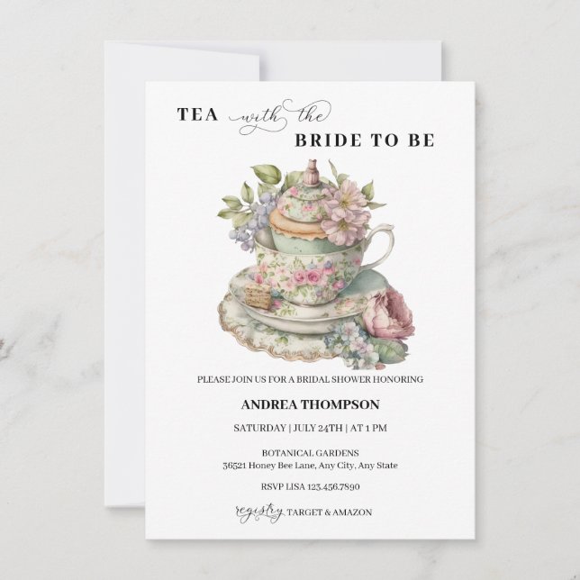Tea-Party | Tee-Brautparty Einladung (Vorderseite)