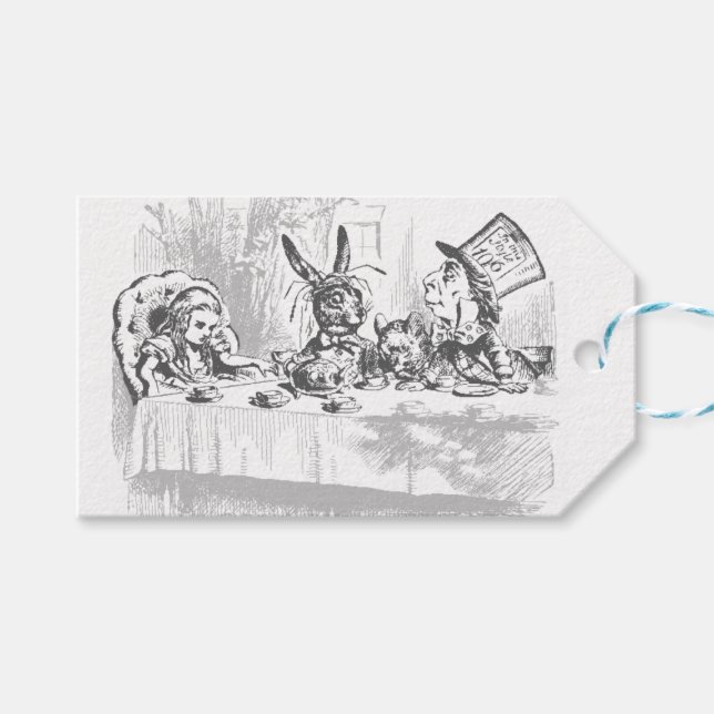 Tea Party Vintage Alice im Wunderland Geschenketag Geschenkanhänger (Vorderseite (Horizontal))