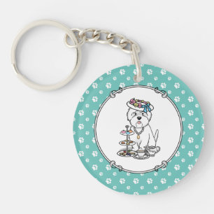 Tea Party Westie Dog West Highland White Terrier Schlüsselanhänger