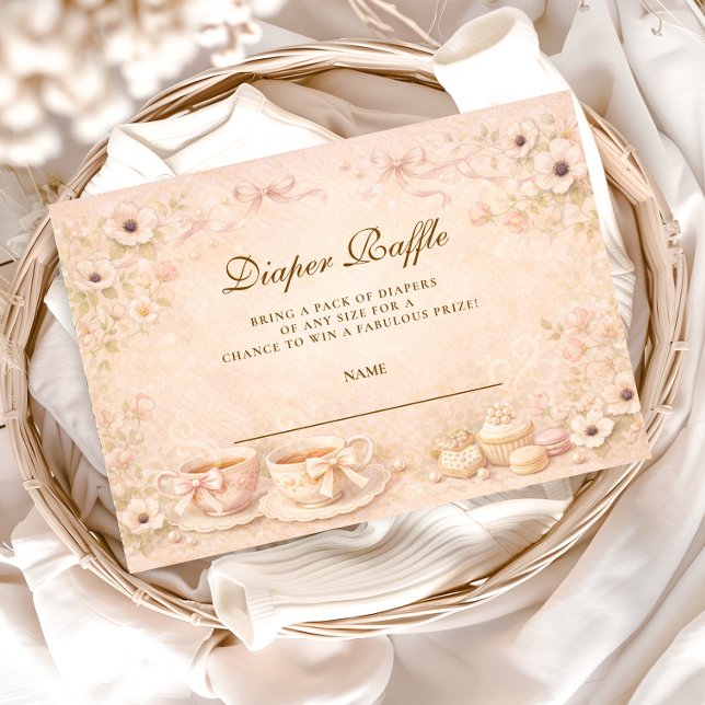Tea Party With Mom-to-Be Diapper Raffle Begleitkarte (Von Creator hochgeladen)