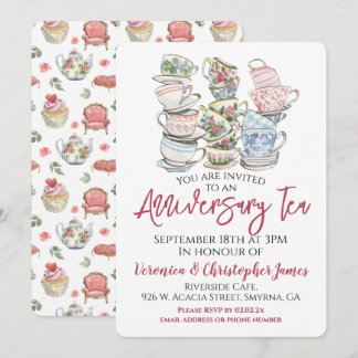 Tea-Party zum Hochzeitstag Einladung