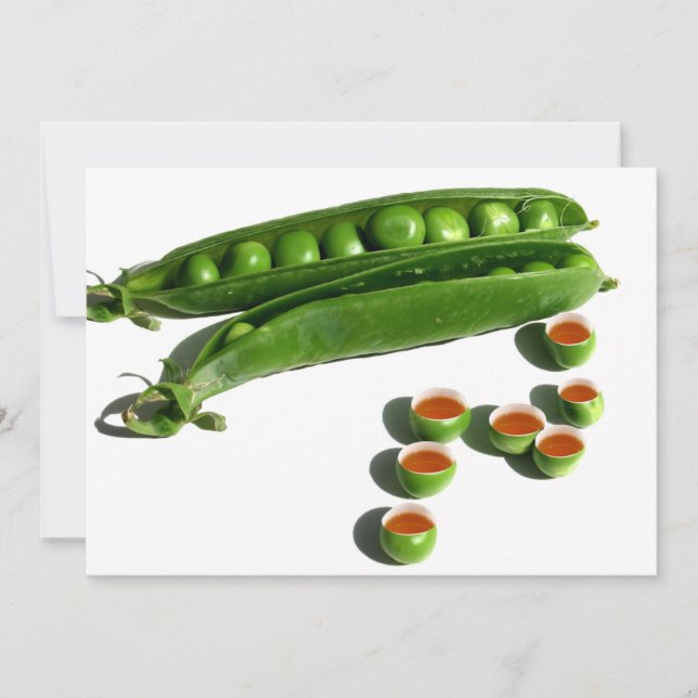Tea Peas - Erbsen in einem Pod mit Teeerbsen-Cups Einladung (Vorderseite)