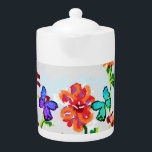 Tea Pot : Atem der frischen Luft<br><div class="desc">Illustrationen von Schmetterlingen innerhalb wild lebender Blume</div>