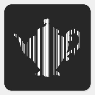 TEA POT BAR CODE Teapot Barcode Muster Quadratischer Aufkleber
