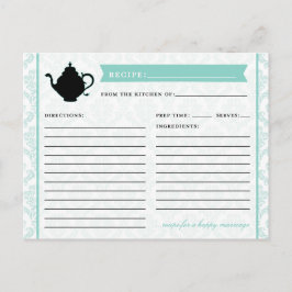 Tea Pot Bridal Kitchen Dusche Rezeptkarte Postkarte