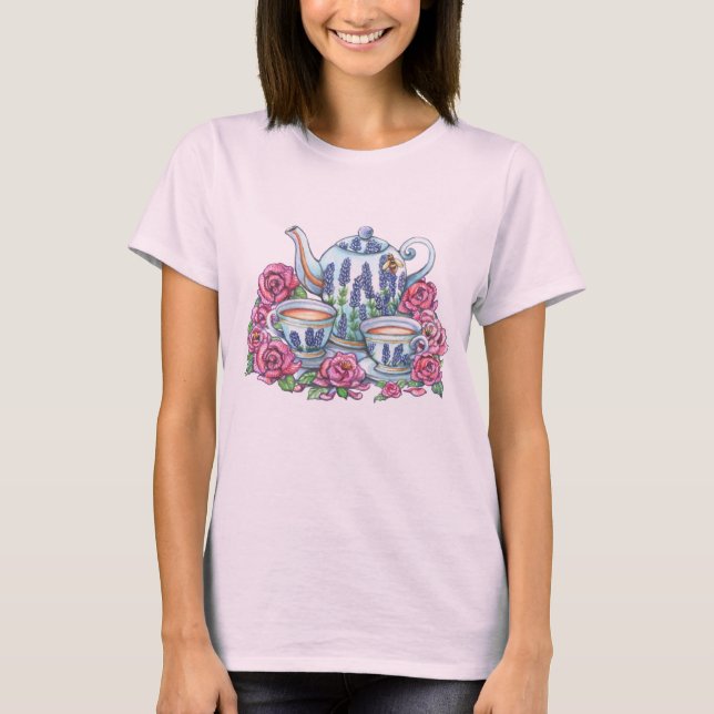 Tea Pot und Rose T-Shirt (Vorderseite)