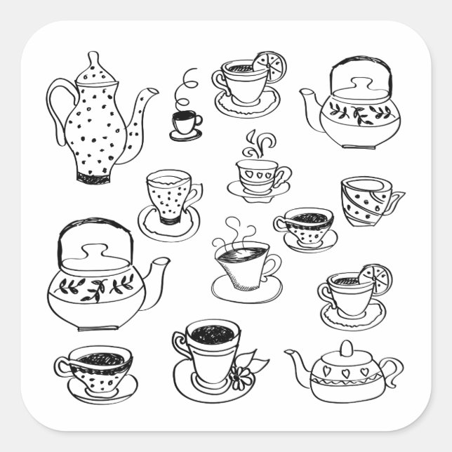 Tea Quadratischer Aufkleber (Vorderseite)