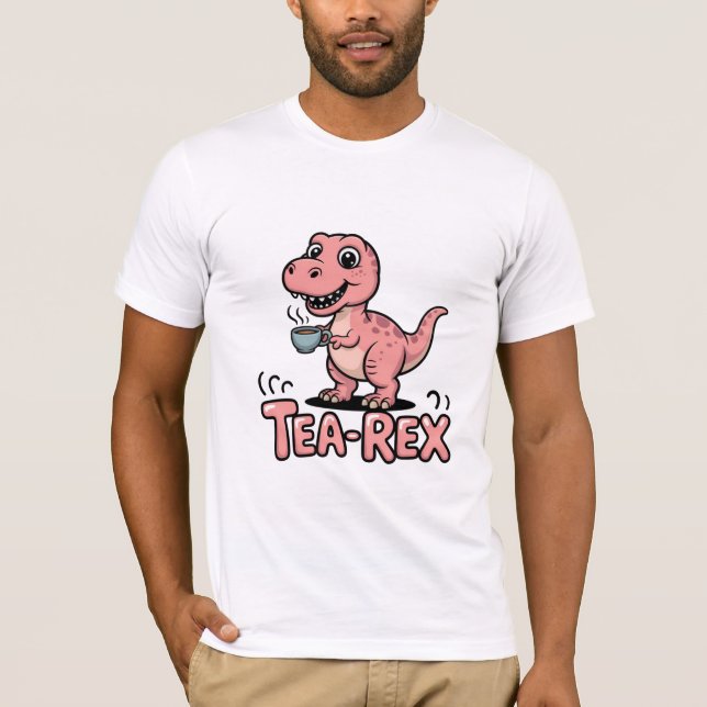Tea-Rex – Cute Cartoon T-Rex Enjoying a Cup of Tea T-Shirt (Vorderseite)