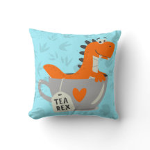 Tea Rex Dinosaur Aquamarin Orange Kids Zimmerdekor