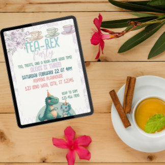 Tea-Rex Dinosaur Birthday Tea Party Einladung