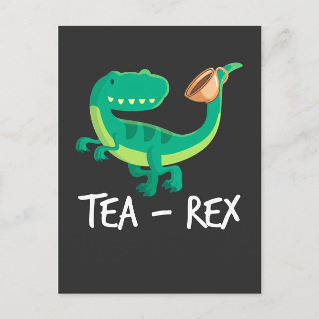 Tea Rex Dinosaur Funny T-Rex Niedlich Dino Postkarte (Vorderseite)