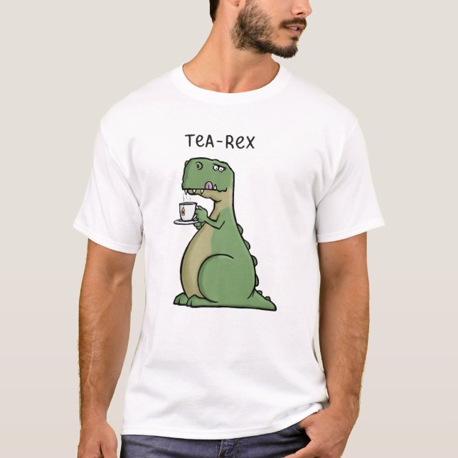 Tea-Rex Funny Rex Dinosaur Tea Pun Cartoon Funny N T-Shirt (Vorderseite)