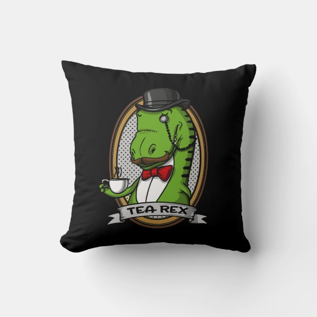 Tea Rex Funny T-Rex Dinosaur Joke Kissen (Vorderseite)