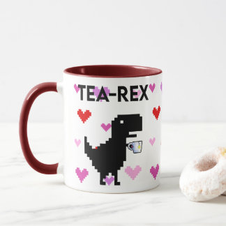 Tea-Rex mit Pixel Herzen Tasse
