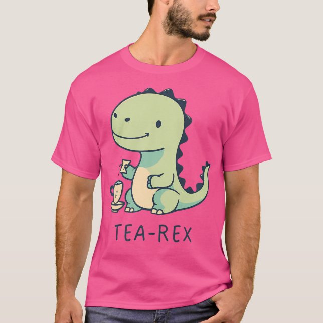 Tea-Rex Tea Party Dino - Grau T-Shirt (Vorderseite)