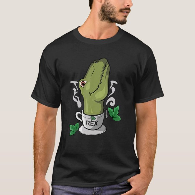 Tea Rex Tea Time Tea Drinker Dinosaur T-Shirt (Vorderseite)