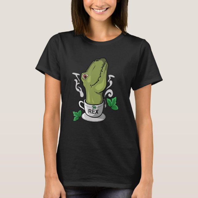 Tea Rex Tea Time Tea Drinker Dinosaur T-Shirt (Vorderseite)