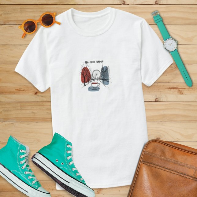 Tea-Riffic London Retro UK Sehenswürdigkeit Travel T-Shirt (Von Creator hochgeladen)