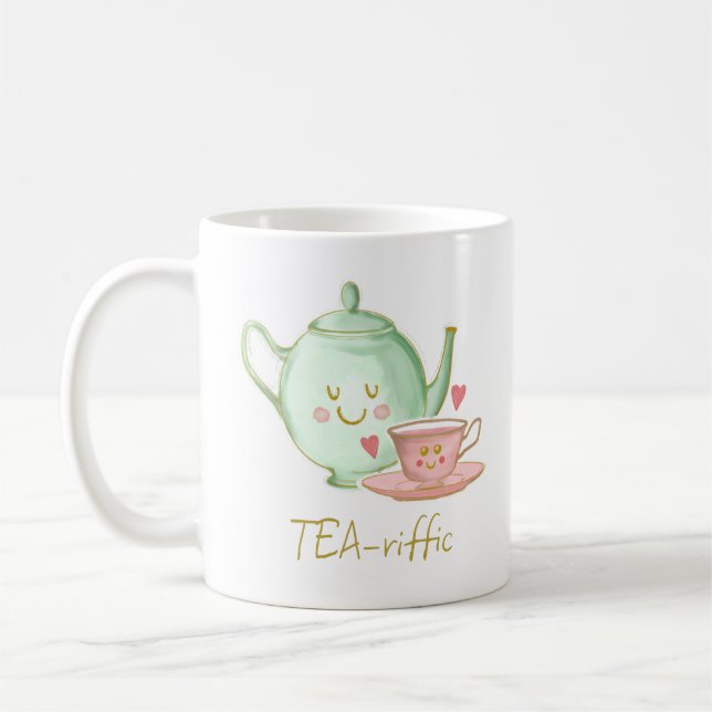 Tea-riffic, Teekanne, Teekocher, Herz & Rose Tasse (Links)