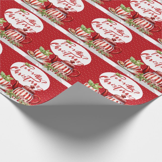 Tea-Riffic Weihnachten Rot und Weiß Polka Dot Geschenkpapier (Ecke)