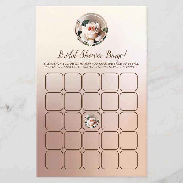 Tea Rose Brautparty Bingo Game (Vorderseite)