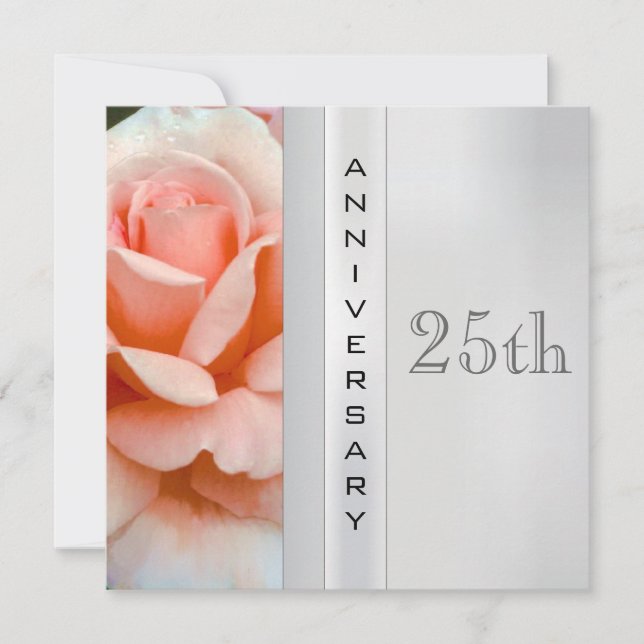 Tea Rose Silver Wedding Anniversary Einladung (Vorderseite)