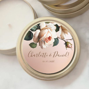 Tea Rose Wedding Runder Aufkleber