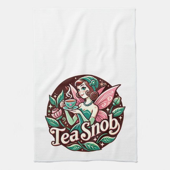 Tea Snob Fairy Geschirrtuch (Vertikal)
