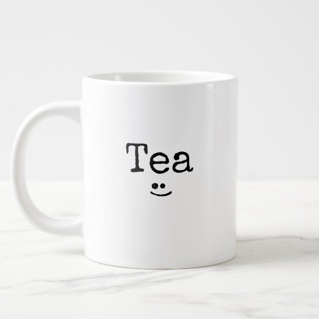 Tea Taza De Porcelana Tipografía Negra Jumbo-Tasse (Links)