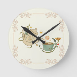 Tea Time Art, Grafik Design Runde Wanduhr