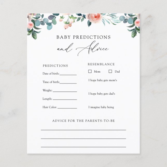 Tea Time Baby Advice and Predictions Card (Vorderseite)
